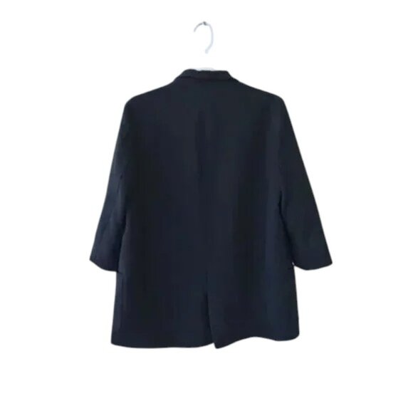 Zara Navy Blue Blazer Open Front Half Sleeve Pockets Women Size M - Picture 6 of 10